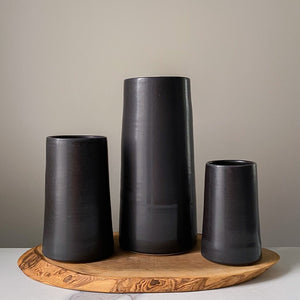 Angled Matte Black Vases