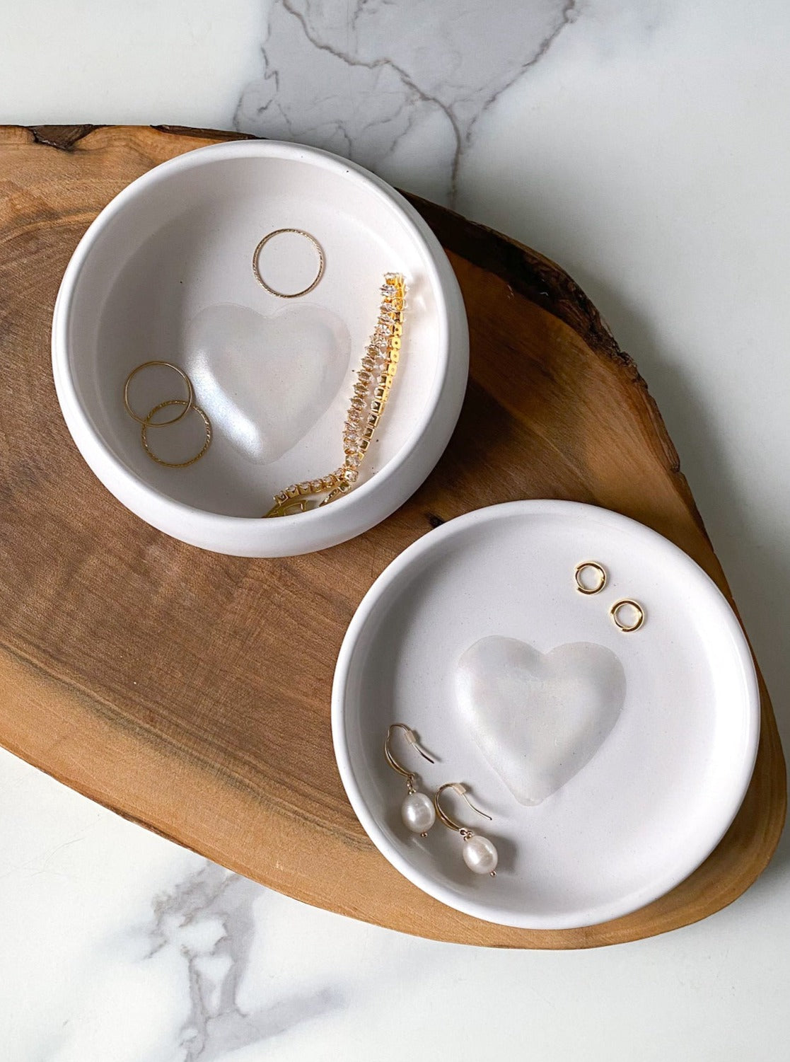 Large Pearl Heart Jewelry Dishes