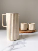 Load image into Gallery viewer, Carved Cream Speckle Pitcher Set
